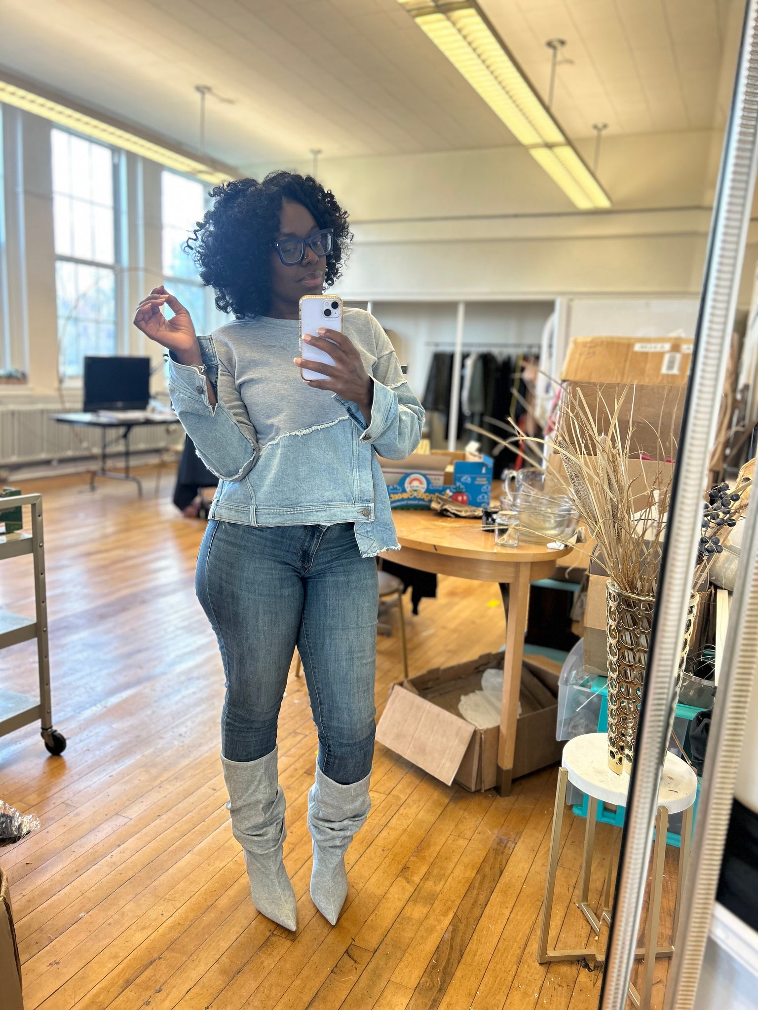 Everyday Luxe: Denim Spliced Comfort