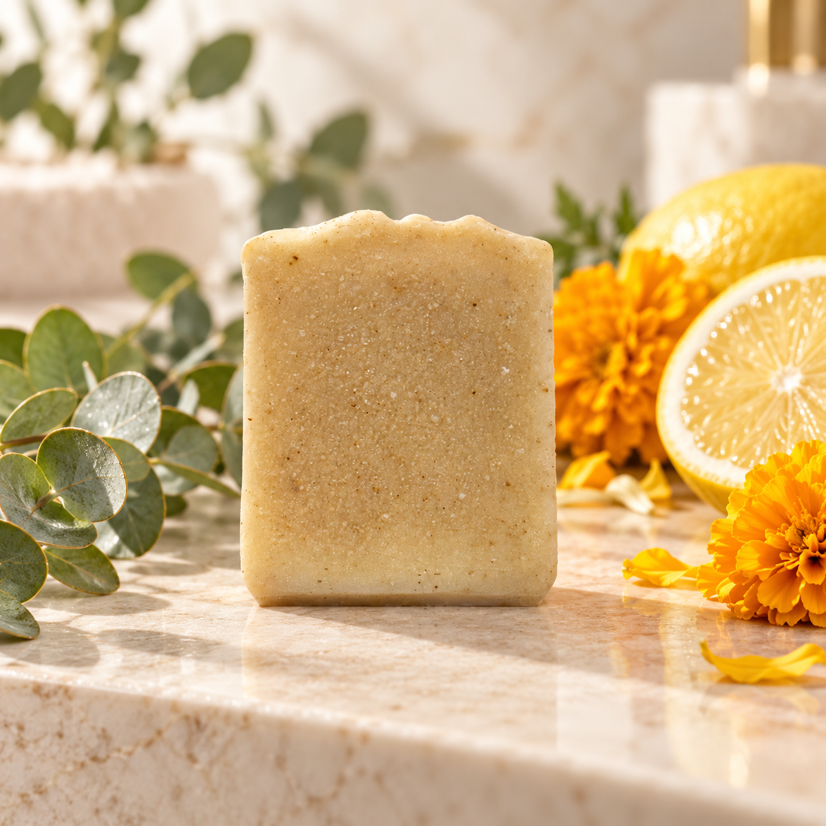 Handcrafted Herbal Eucalyptus, Lemon & Marigold Soap