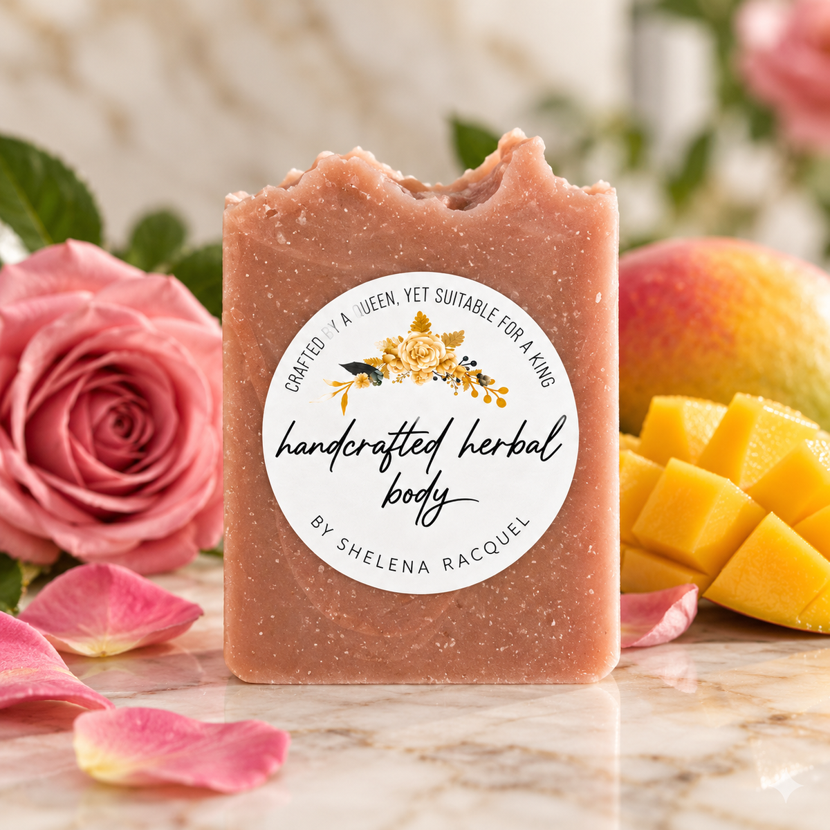 Handcrafted Herbal Mango & Rose Soap