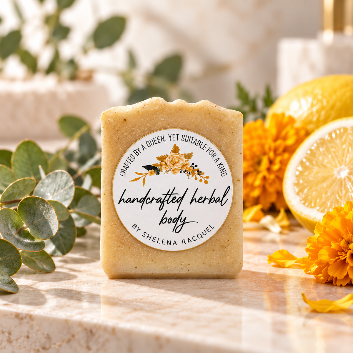 Handcrafted Herbal Eucalyptus, Lemon & Marigold Soap