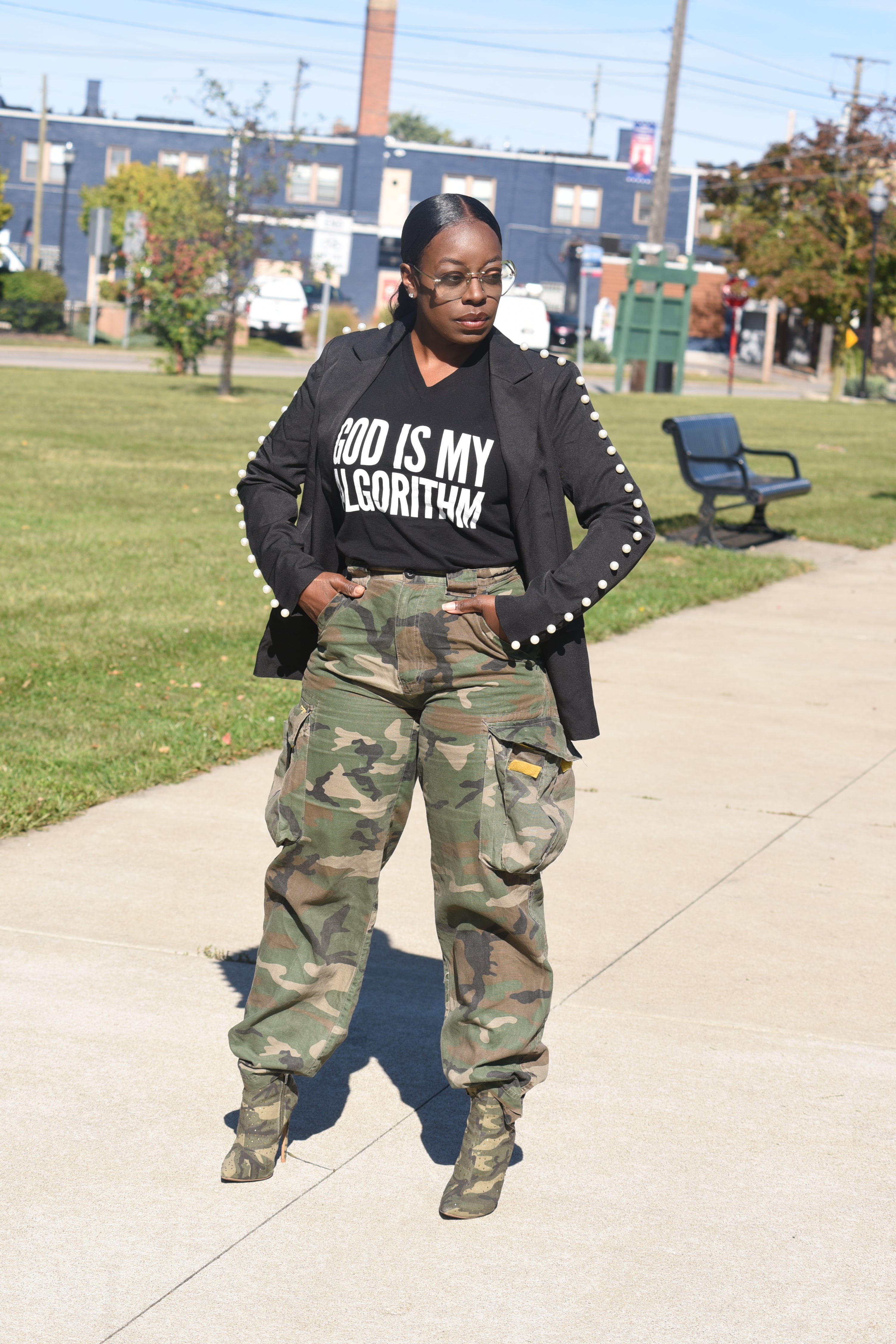 Black Pearl-Embellished Blazer