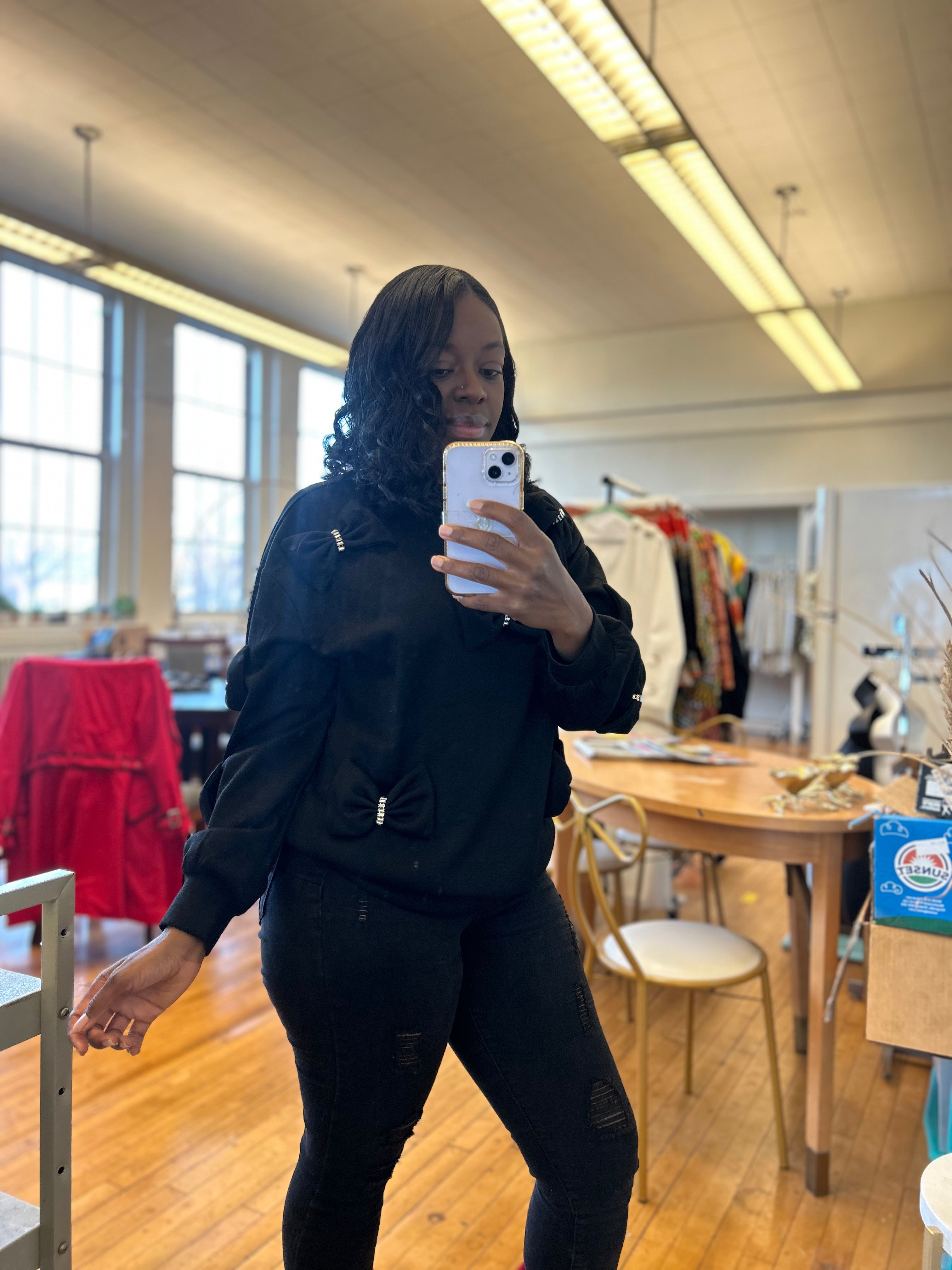 Black Bow Detailed Sweater