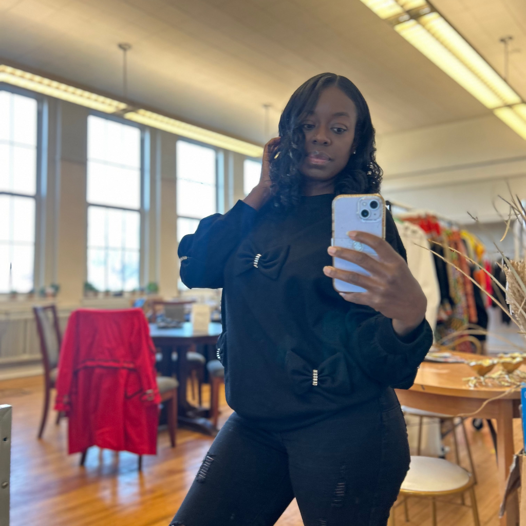 black bow tie sweater 