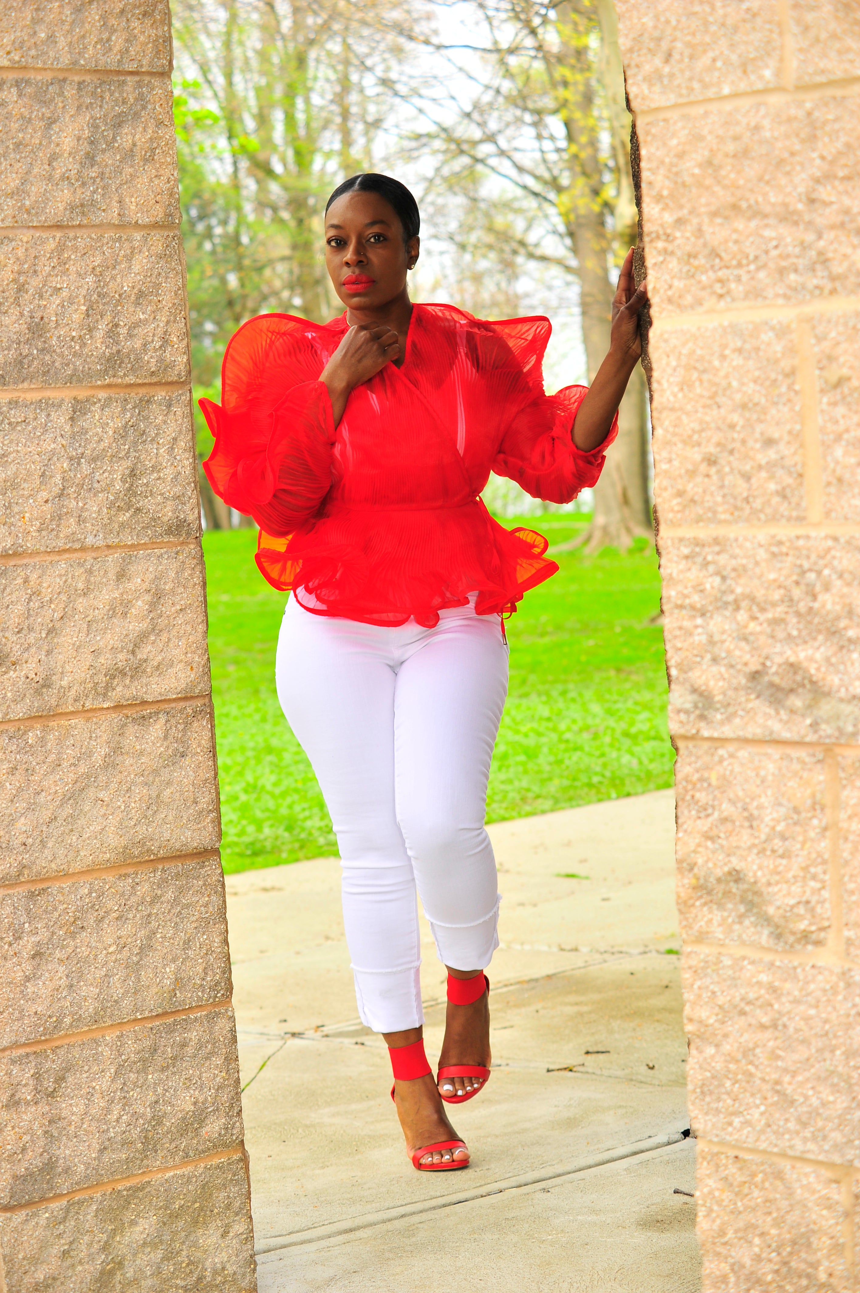 Red Wrap Blouse