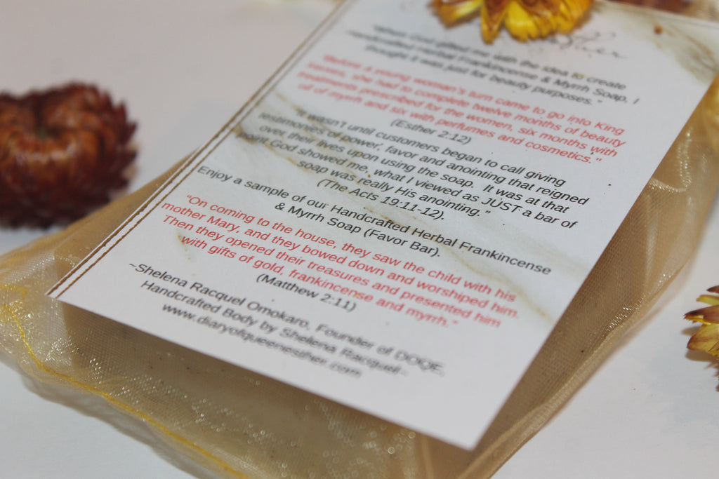 Esther's Handcrafted Herbal Frankincense & Myrrh (Favor) Bar (Earthy, richly lathering)