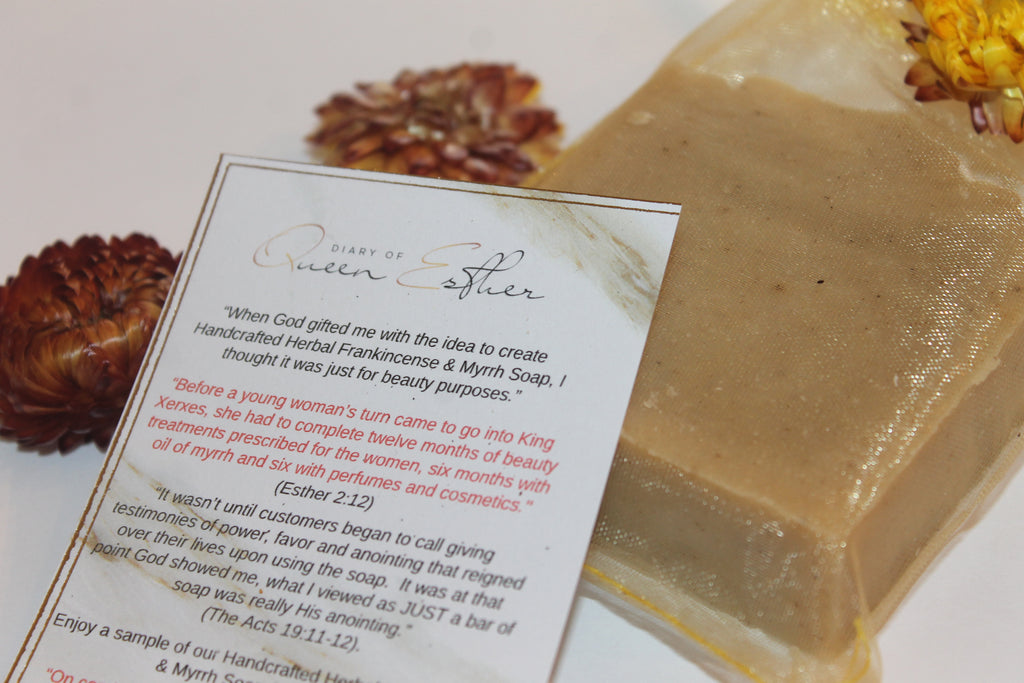 Esther's Handcrafted Herbal Frankincense & Myrrh (Favor) Bar (Earthy, richly lathering)