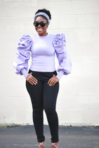 Lavender In Fall Balloon Sleeve Blouse